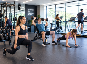 Entrenamiento intenso en gimnasio moderno